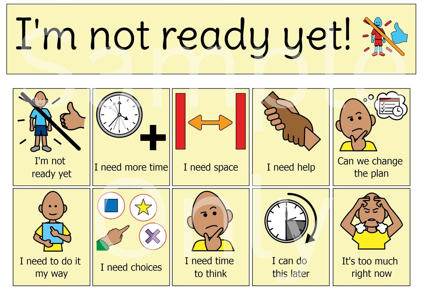A5 I'm not ready yet Communication Board