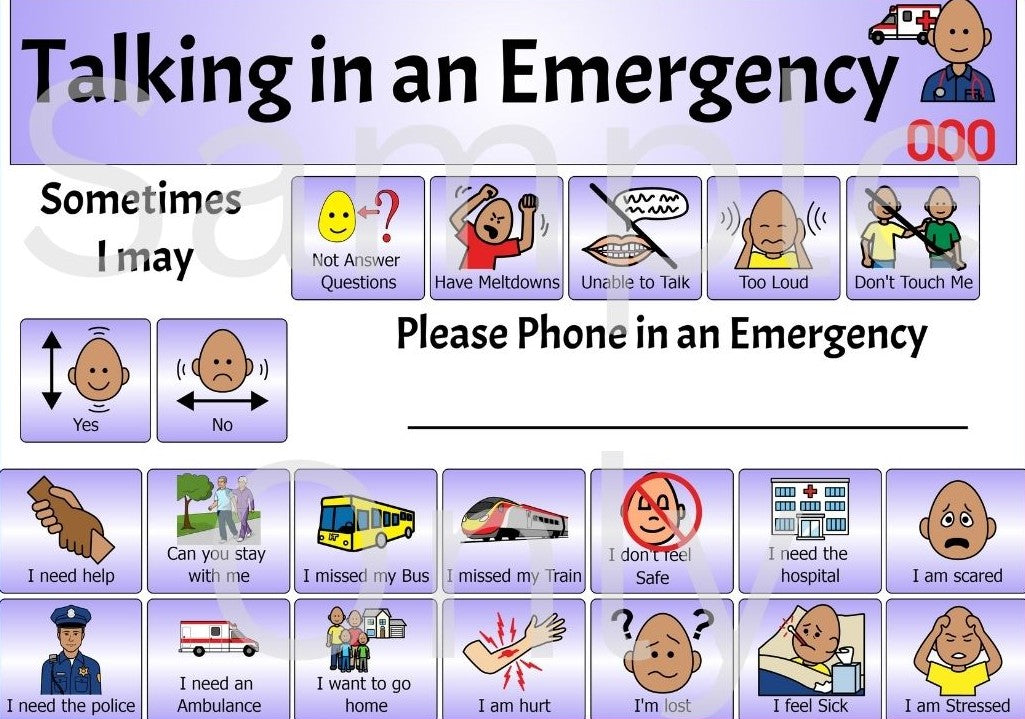 Emergency Visual Insurance Talking in an Emergency – T&T Visual Supports