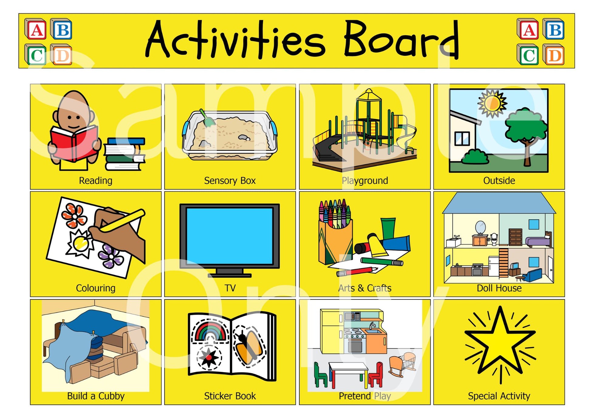Activities Board – T&T Visual Supports