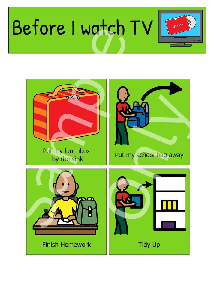 Watched Visual Before I watch TV – T&T Visual Supports
