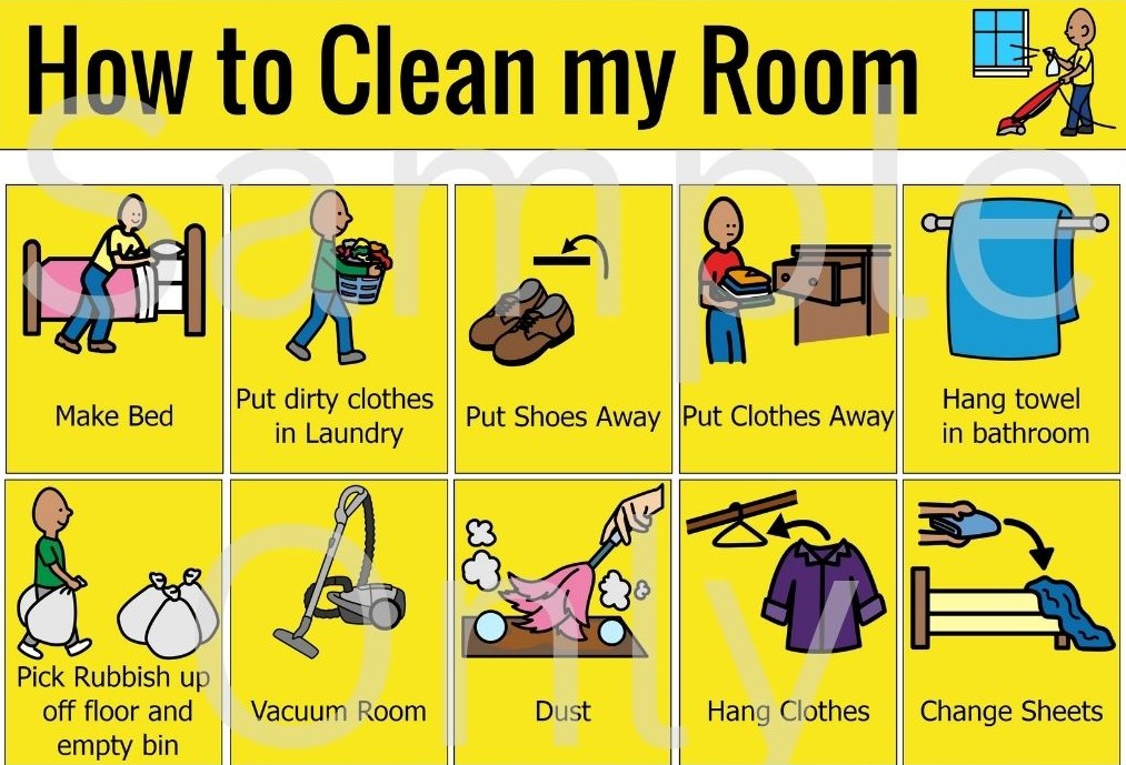 Room Cleaning Path Example How to clean my Room – T&T Visual Supports