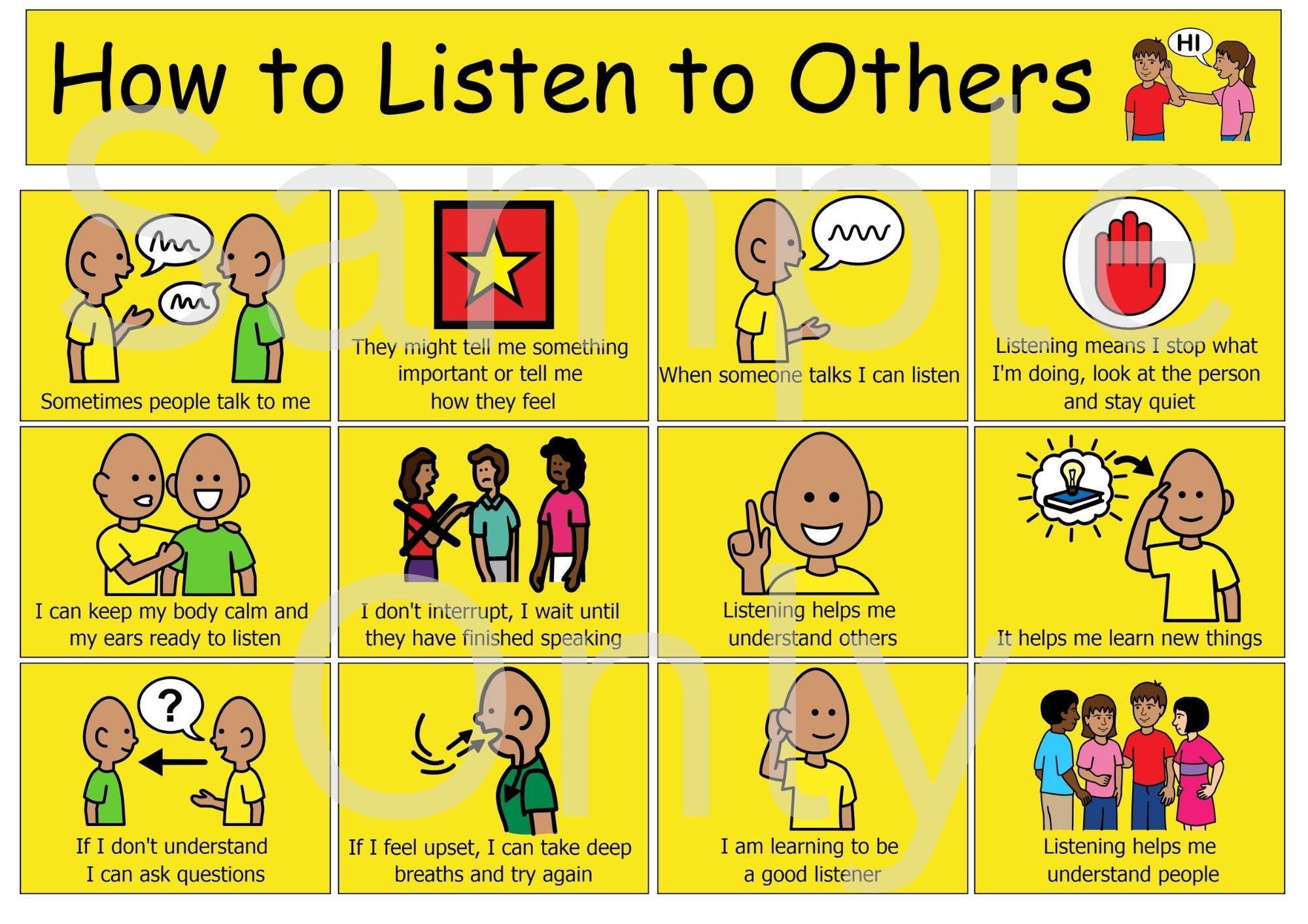 Listen Visual Inprint How to Listen to Others – T&T Visual Supports