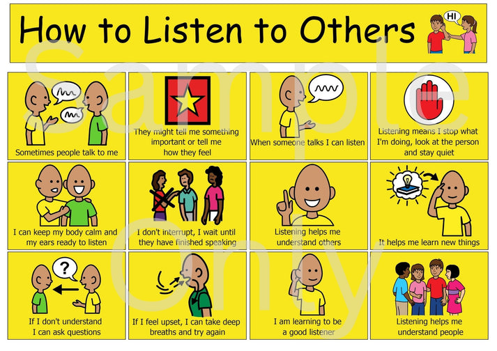 No Listen Visual How to Listen to Others – T&T Visual Supports