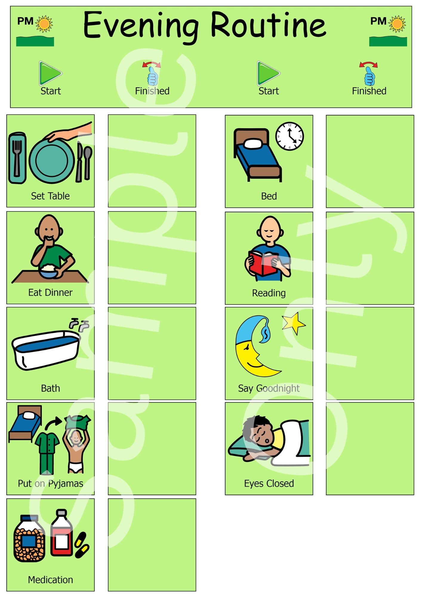 A4 Start & Finished - Evening Routine