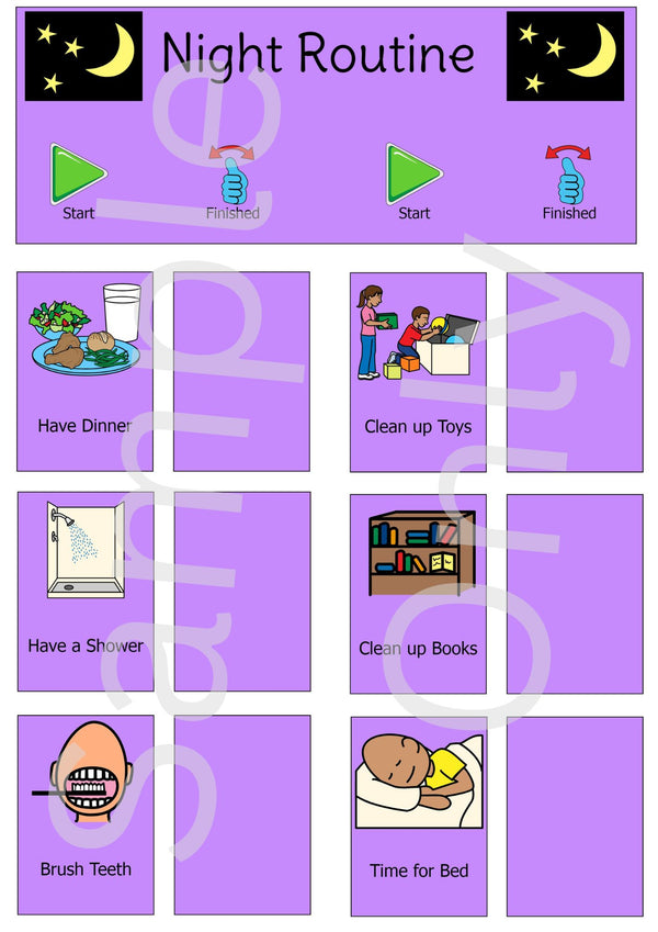 A4 Start & Finished - Night Routine – T&T Visual Supports