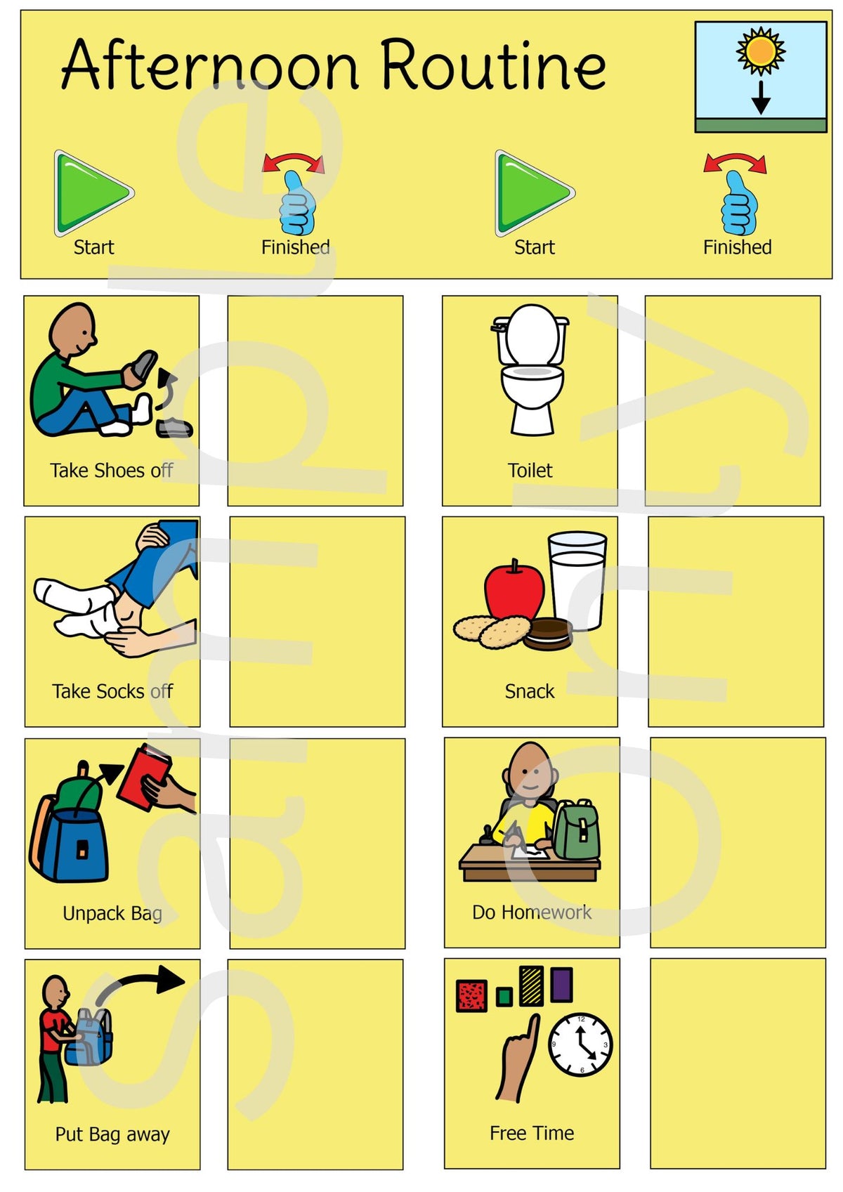 A4 Start & Finished - Afternoon Routine – T&T Visual Supports