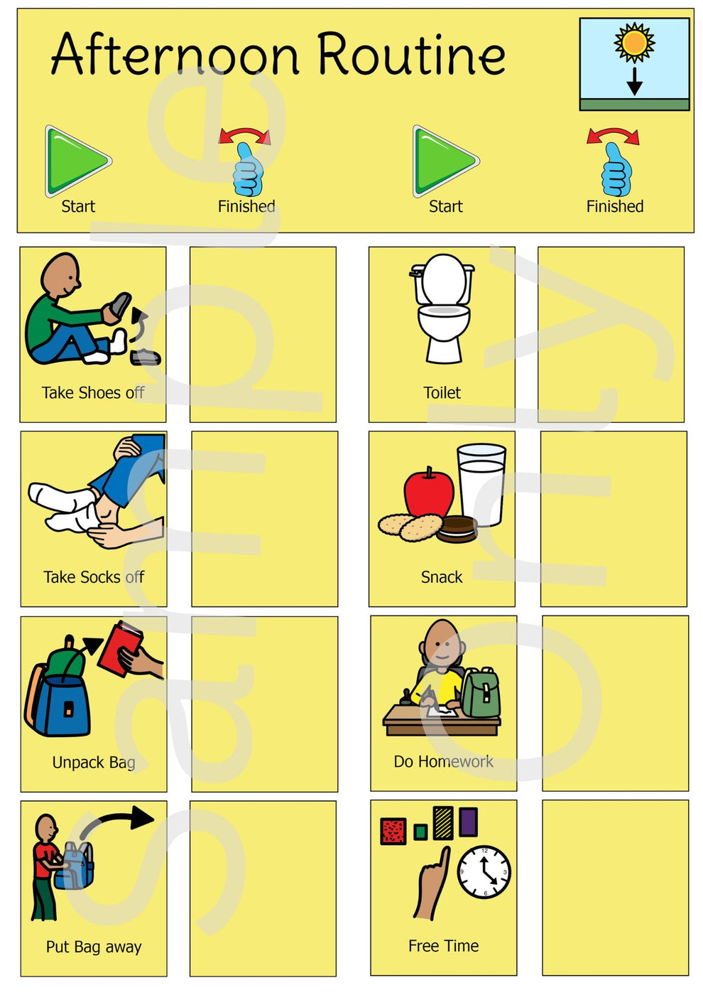 A4 Start & Finished - Afternoon Routine – T&T Visual Supports
