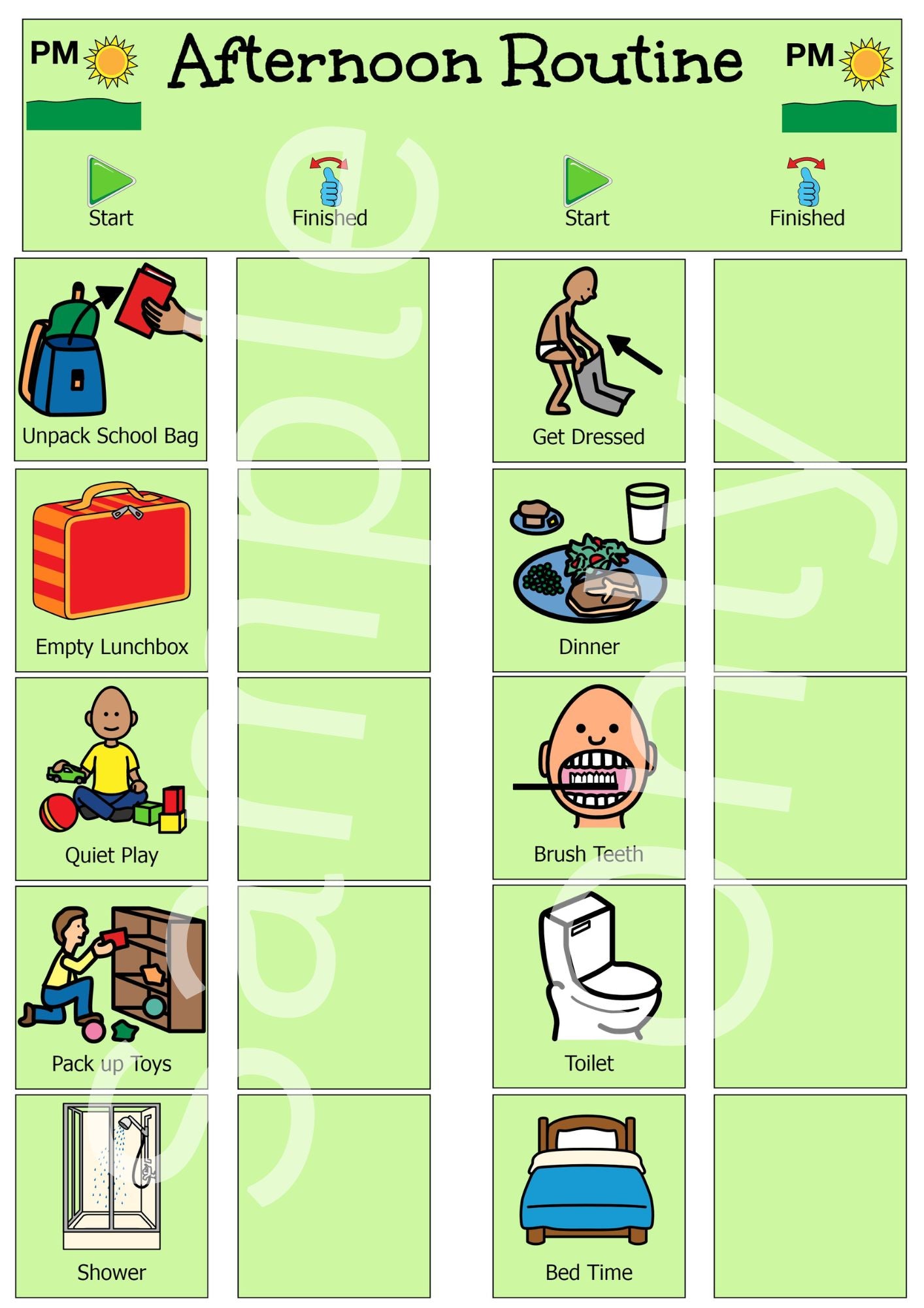 A4 Start & Finished Afternoon Routine