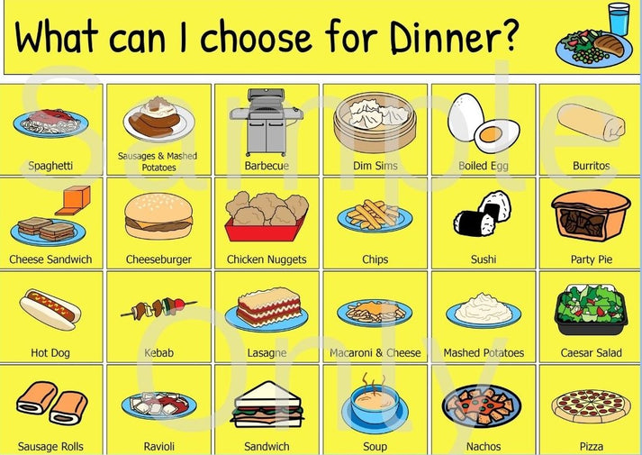 What can I choose for Dinner – T&T Visual Supports